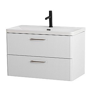 Тумба с раковиной BelBagno DUE-800-2C-SO-BM-P белый металлик для ванной в интернет-магазине Sanbest