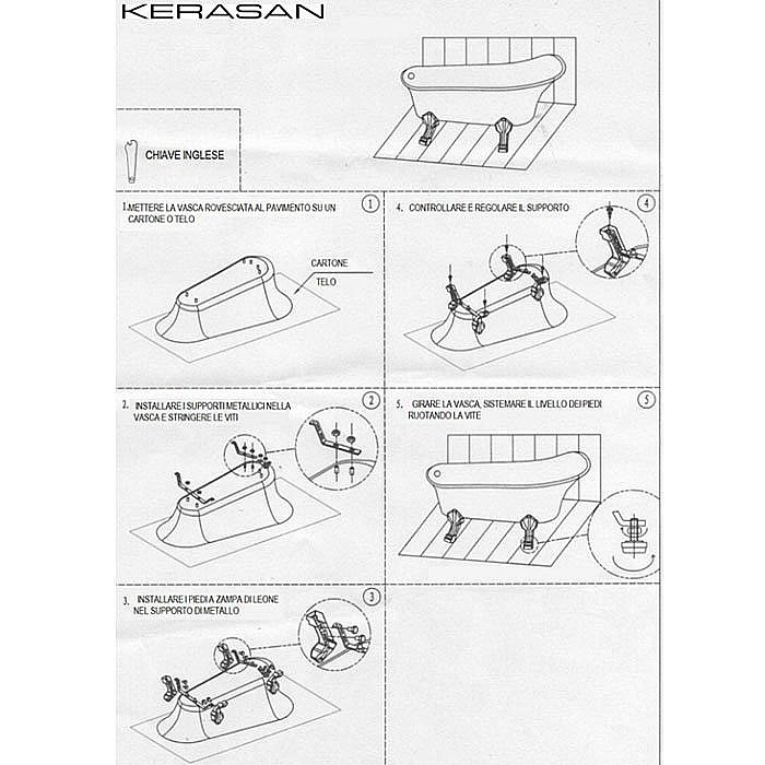 Ванна акриловая Kerasan Retro 105591 170x77 белая, ножки золото купить в интернет-магазине Sanbest