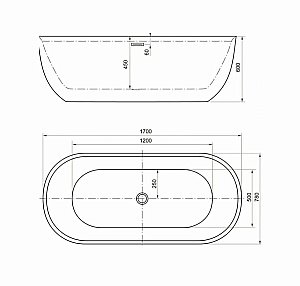 Акриловая ванна Aquanet DELIGHT 289723 170x78 белый/черный матовый купить в интернет-магазине Sanbest