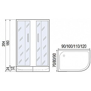 Душевой уголок без поддона МОНОМАХ ДУ 100/80/180 МЗ BL L/R 10000008626 100x80 стекло прозрачное с рисунком/профиль черный купить в интернет-магазине Sanbest