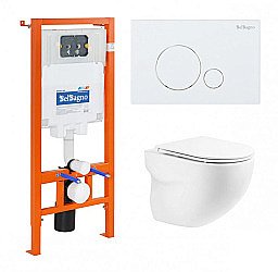 Унитаз подвесной BelBagno ONDA BB066CHR безободковый, с крышкой микролифт, с инсталляцией и белой кнопкой купить в интернет-магазине Sanbest