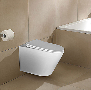 Унитаз подвесной Azario Atrio AZ-2330 белый, безободковый, с крышкой микролифт купить в интернет-магазине Sanbest