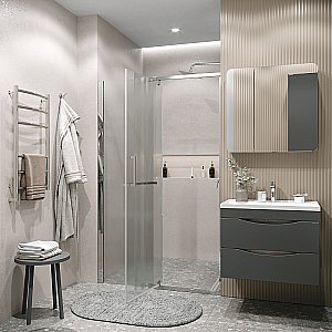 Душевая дверь Grossman Pragma 100 100.K33.03.100.10.02 стекло шиншилла/профиль хром купить в интернет-магазине Sanbest