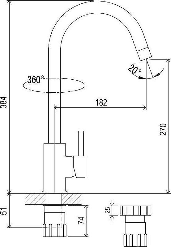 Смеситель для кухни Ravak KM 016.00 купить в интернет-магазине сантехники Sanbest