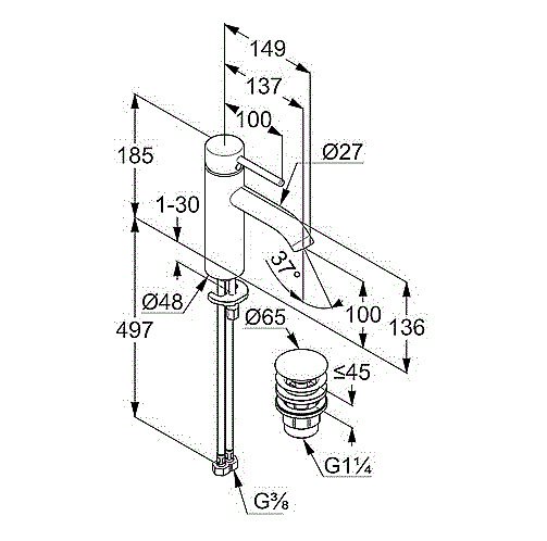 Смеситель для раковины Kludi Bozz 382933976 черный матовый купить в интернет-магазине сантехники Sanbest