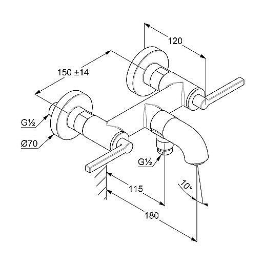 Смеситель для ванны Kludi Nova Fonte Puristic 205403915 черный купить в интернет-магазине сантехники Sanbest