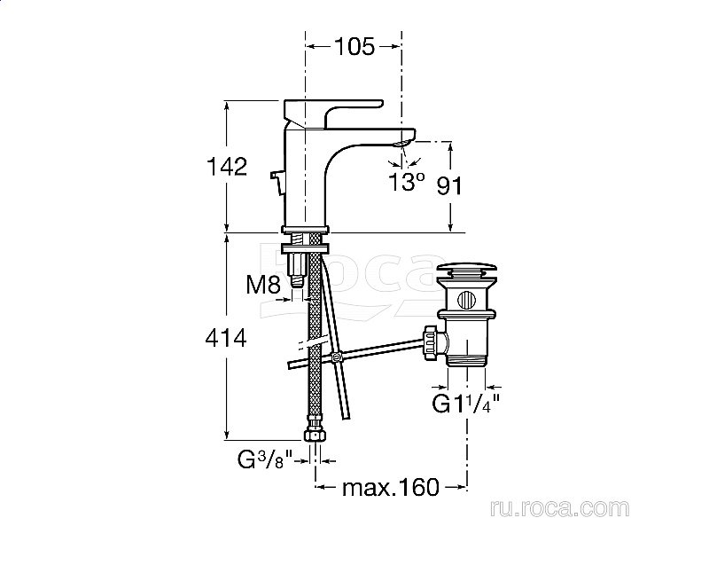 Смеситель для раковины Roca L20 5A3A09C0M купить в интернет-магазине сантехники Sanbest
