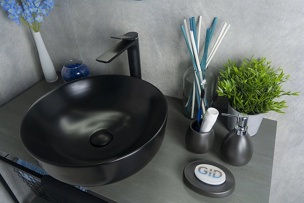 Раковина накладная Gid Esfera 41,5 Nc911 52224 черная матовая купить в интернет-магазине Sanbest
