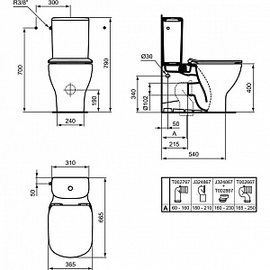 Унитаз напольный Ideal Standard Tesi T008201 с бачком T356801 белый, безободковый купить в интернет-магазине Sanbest