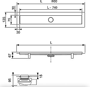 Душевой лоток TECE Linus 15103089 2 в 1 80 см купить в интернет-магазине Sanbest