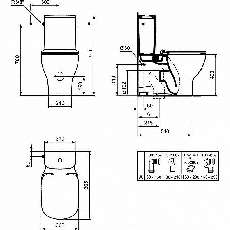 Унитаз напольный Ideal Standard Tesi T008201 с бачком T356801 белый, безободковый купить в интернет-магазине Sanbest