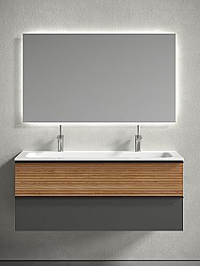 Тумба с раковиной Sancos DELTA DL120GR 120 дуб красный/графит для ванной в интернет-магазине Sanbest