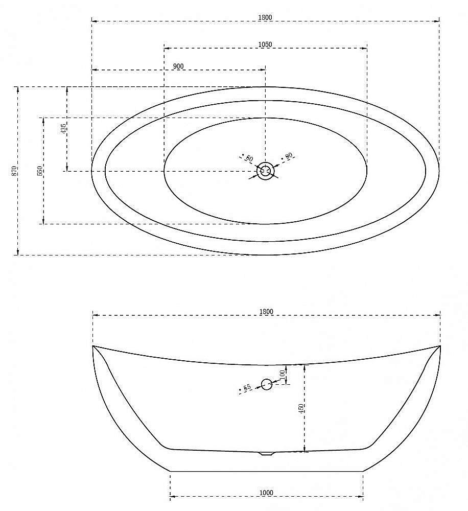 Ванна акриловая ABBER AB9248 180x87 купить в интернет-магазине Sanbest