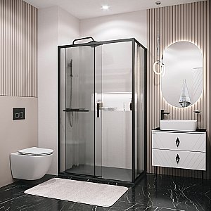Душевой уголок Grossman Style 120.K33.05.1390.21.02 130x90 стекло шиншилла/профиль черный матовый купить в интернет-магазине Sanbest