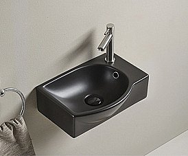 Раковина подвесная Gid Bm9276L черная матовая чаша слева купить в интернет-магазине сантехники Sanbest