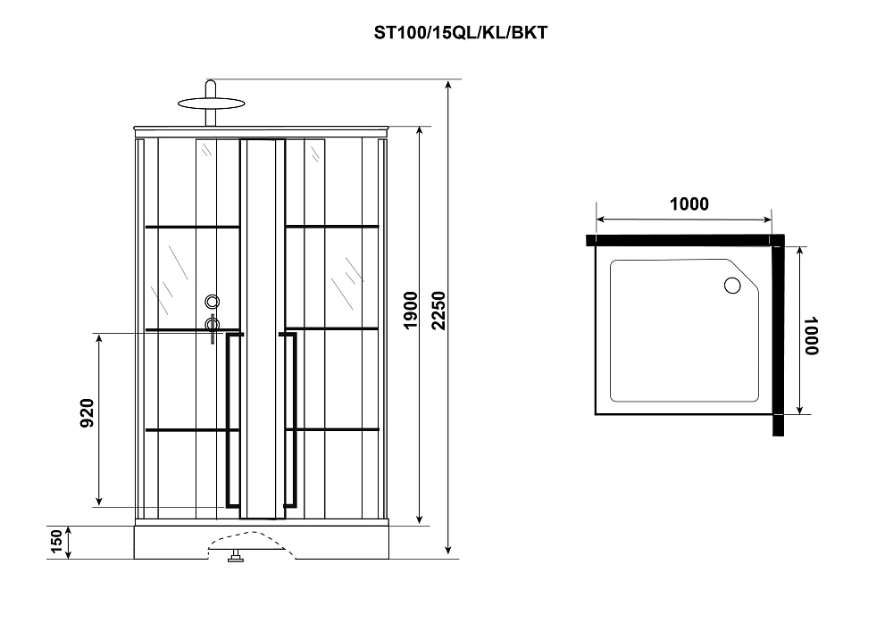 Душевая кабина Niagara Standart ST100/15Q/KL/BKT 100х100 купить в интернет-магазине Sanbest