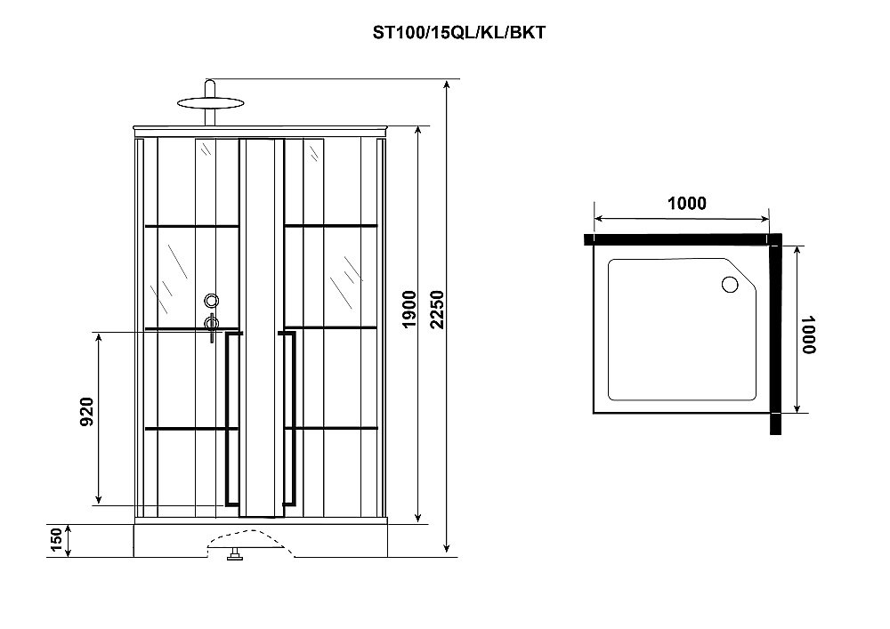 Душевая кабина Niagara Standart ST100/15Q/KL/BKT 100х100 купить в интернет-магазине Sanbest