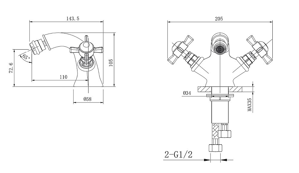 Смеситель для биде Caprigo Bristol 21-530 хром купить в интернет-магазине сантехники Sanbest