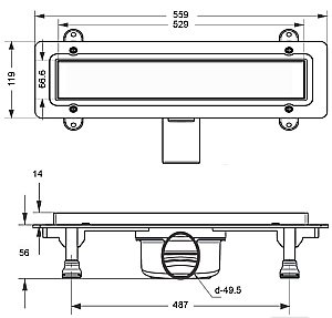 Душевой лоток LORANTO PRIME SKALA DELUXE 500 4028.0Y050K.050.1 купить в интернет-магазине Sanbest
