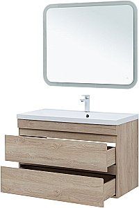 Тумба с раковиной Aquanet Нота New 334200 100 дуб светлый для ванной в интернет-магазине Sanbest