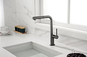 Смеситель для кухни Paulmark Neo Ne214419-GM вороненая сталь купить в интернет-магазине сантехники Sanbest