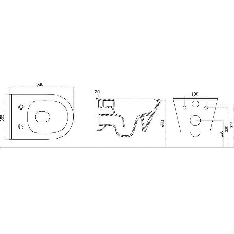 Унитаз Boheme Avva 972-B черный, безободковый купить в интернет-магазине Sanbest