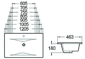 Раковина SantiLine 90,5 SL-2110 90 белая купить в интернет-магазине Sanbest