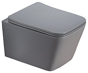 Унитаз подвесной SantiLine SL-5007T-MG светло-серый матовый, безободковый, с крышкой микролифт, слив торнадо купить в интернет-магазине Sanbest