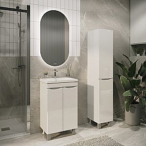 Тумба с раковиной напольная Grossman Виста 50 с 2-мя двер, белый глянец для ванной в интернет-магазине Sanbest