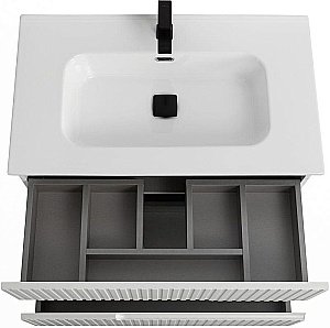 Тумба с раковиной Cezares DUET-N 90 DUET-N-900-2C-SO-BL белая глянцевая для ванной в интернет-магазине Sanbest