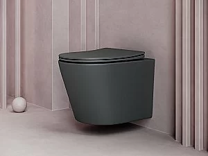 Унитаз подвесной Ceramica Nova Balearica Rimless CN6000MDH безободковый, с крышкой микролифт, темный антрацит матовый купить в интернет-магазине Sanbest