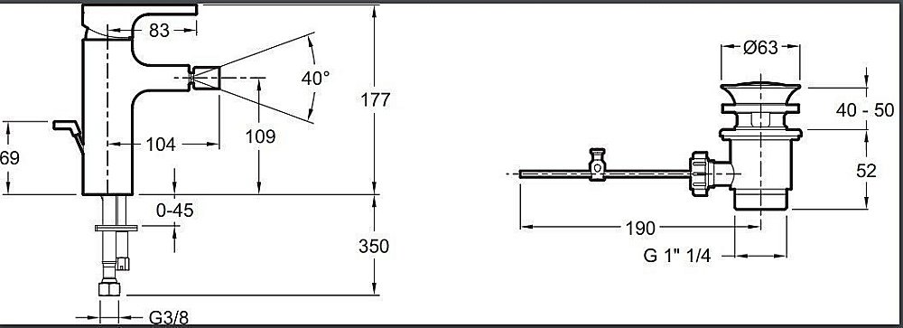 Cмеситель для биде Jacob Delafon STRAYT E98338-CP купить в интернет-магазине сантехники Sanbest