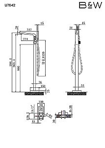 Смеситель для ванны Black&White Universe U7642 купить в интернет-магазине сантехники Sanbest