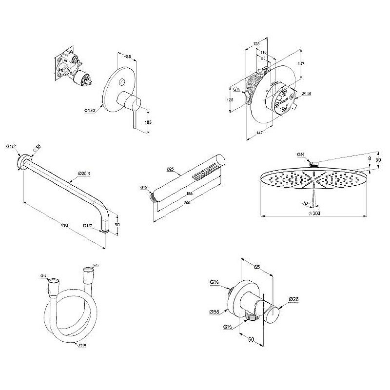 Душевая система Kludi Bozz 38658N076 золото брашированное купить в интернет-магазине сантехники Sanbest