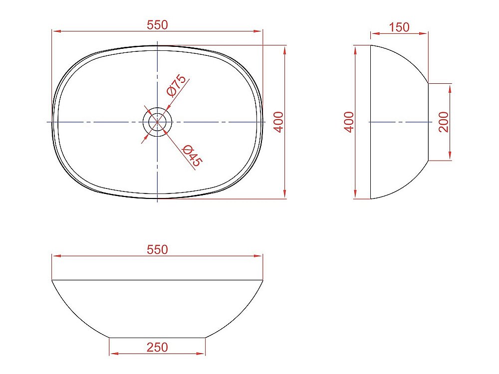 Раковина накладная Montebianco LORETO CINQUE 12023 белая матовая купить в интернет-магазине Sanbest