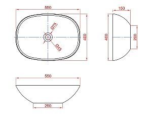 Раковина накладная Montebianco LORETO CINQUE 12023 белая матовая купить в интернет-магазине Sanbest