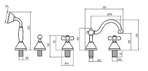 Смеситель для ванны на 5 отв. Migliore Provance ML.PRO-8880 бронза купить в интернет-магазине сантехники Sanbest