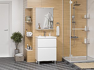 Тумба с раковиной Misty Лаки - 60 П-Лак-01060-0112Я белая для ванной в интернет-магазине Sanbest