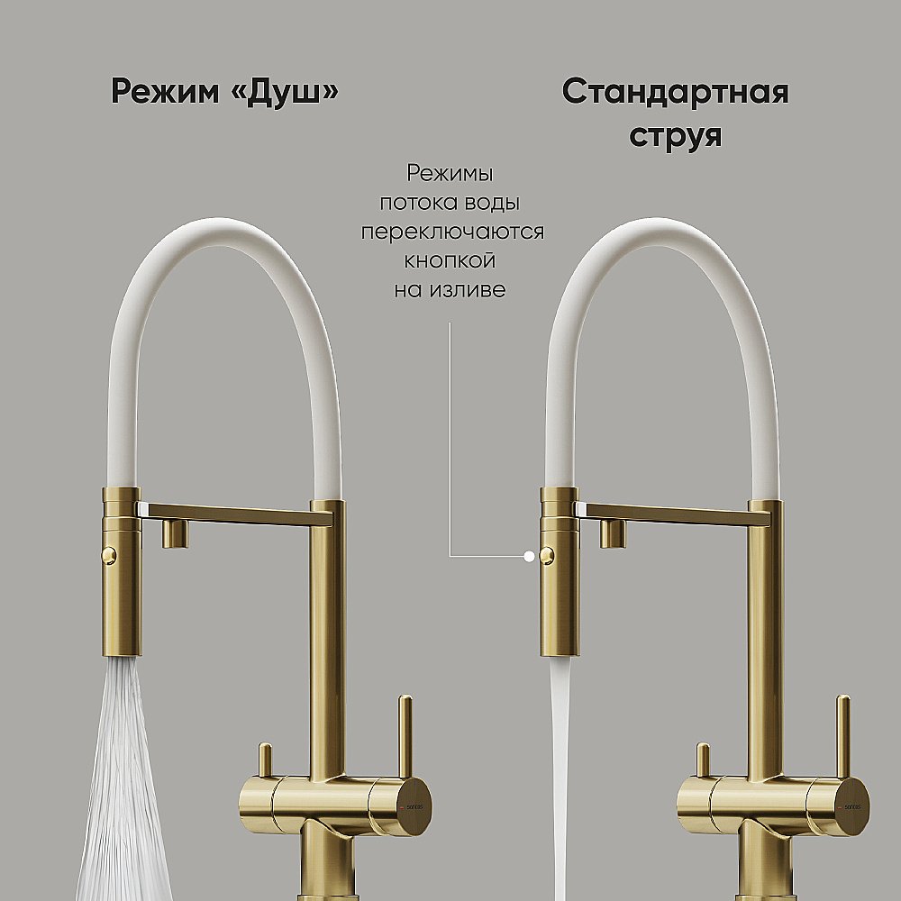 Смеситель для кухни Sancos Imola SC4010BG брашированное золото купить в интернет-магазине сантехники Sanbest