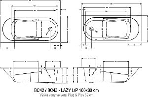 Акриловая ванна Riho LAZY 180x80 белая купить в интернет-магазине Sanbest