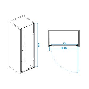 Душевая дверь RGW Passage PA-06B 80 41080608-14 стекло прозрачное/профиль черный купить в интернет-магазине Sanbest