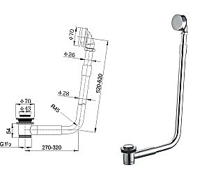 Сифон для ванны PUCSHO Diamant Н0000284 купить в интернет-магазине сантехники Sanbest