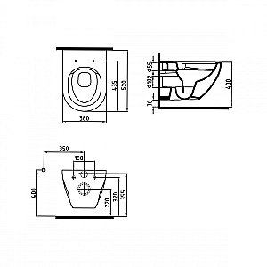 Унитаз подвесной Bien Dune DNKA052N1VP0W3000 белый, с крышкой микролифт, безободковый купить в интернет-магазине Sanbest