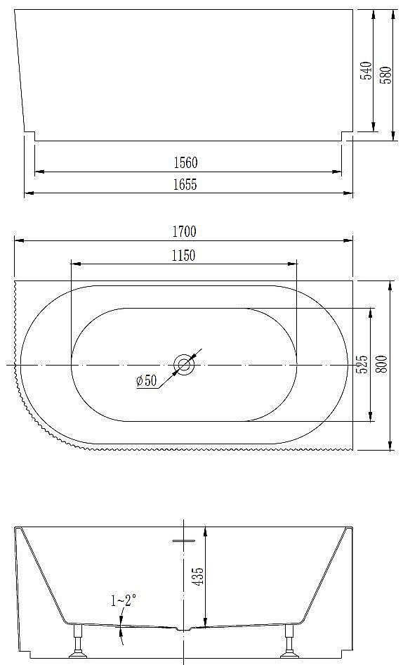 Ванна акриловая Vincea VBT-428-1700 170x80 белый купить в интернет-магазине Sanbest