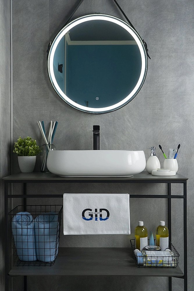 Раковина накладная Gid Geometrico 56 N9243 51135 белая купить в интернет-магазине Sanbest