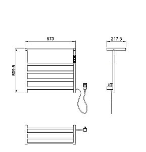Полотенцесушитель электрический с полкой WONZON & WOGHAND ESSEN, Темный графит (WW-A402-GM) купить в интернет-магазине сантехники Sanbest