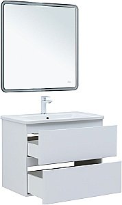 Тумба с раковиной Aquanet Эмбер 330467 80 белый матовый для ванной в интернет-магазине Sanbest