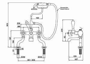 Смеситель для ванны Burlington AN15-QT BLA хром/ручки черные купить в интернет-магазине сантехники Sanbest