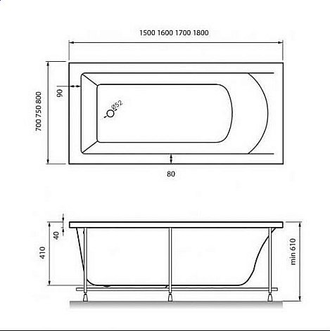 Ванна акриловая Vayer Savero 180x80 купить в интернет-магазине Sanbest