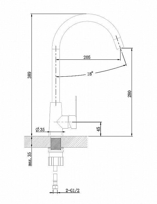 Смеситель для кухни Agger Splendid A0900133 никель купить в интернет-магазине сантехники Sanbest